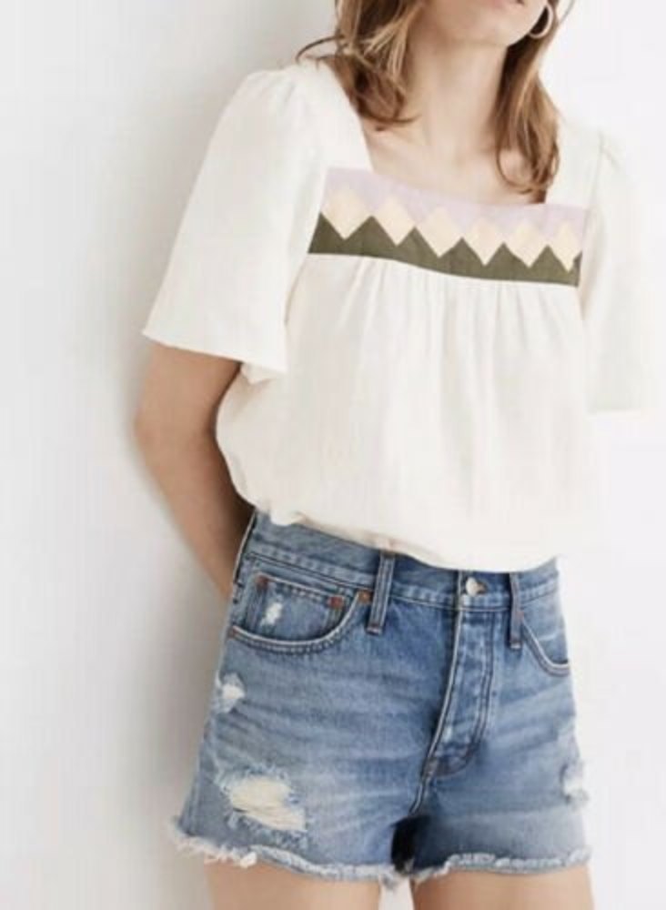 Madewell Relaxed Distressed Denim Shorts Homecrest Wash Ripped Edition Size 25